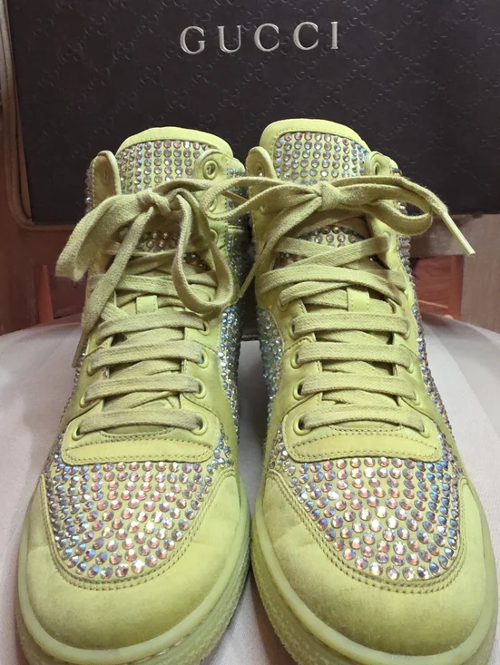 AUTHENTIC GUCCI SWAROVSKI CRYSTAL SHOES SIZE 37.5 EURO 7.5 US WITH ORIGINAL BOX - Picture 4 of 11